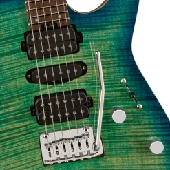 Charvel MJ DK24 HSH 2PT W in Mahogany with Flame Maple Top and Wenge Fingerboard - Caribbean Burst