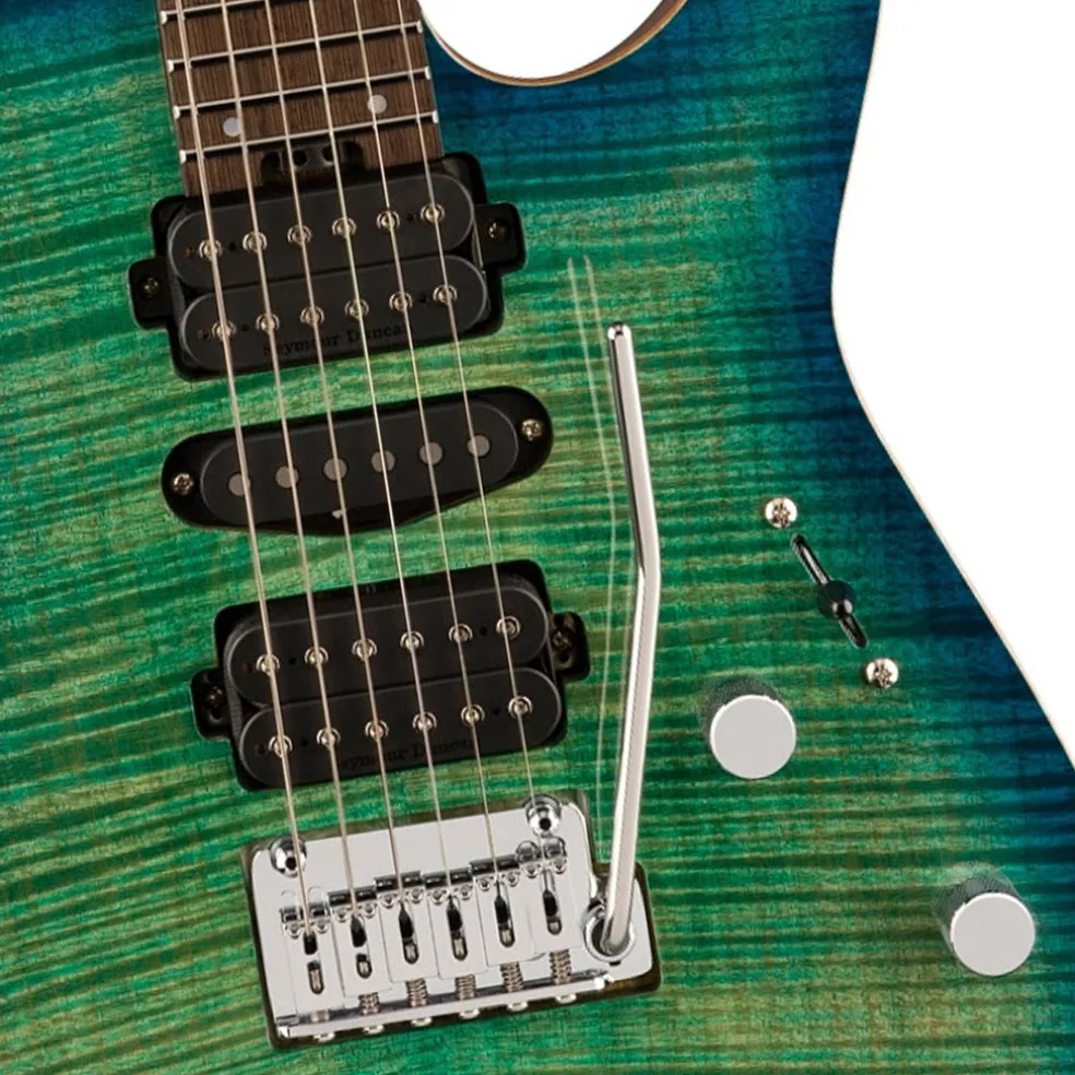 Charvel MJ DK24 HSH 2PT W in Mahogany with Flame Maple Top and Wenge Fingerboard - Caribbean Burst