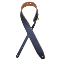 Colonial Leather - 2.5″ Padded Upholstery Leather Guitar Strap - Black & Tan