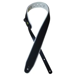 Colonial Leather - 2.5″ Padded Upholstery Leather Guitar Strap - Black & White