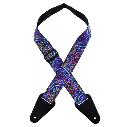 Colonial Leather Aboriginal Art Rag Strap - The Flowering Gum Purple