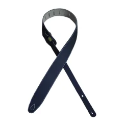 Colonial Leather - Black & Bone Upholstery Backed 2.5" Leather Guitar Strap - Black
