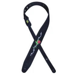 Colonial Leather DSS-ED5 Black Suede Embroidered Strap - Rose & Barb Wire