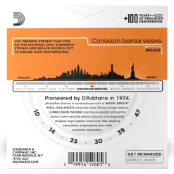 D'Addario - EJ15-3D - 3 Pack Phosphor Bronze Extra Light 10-47 - Acoustic Guitar Strings