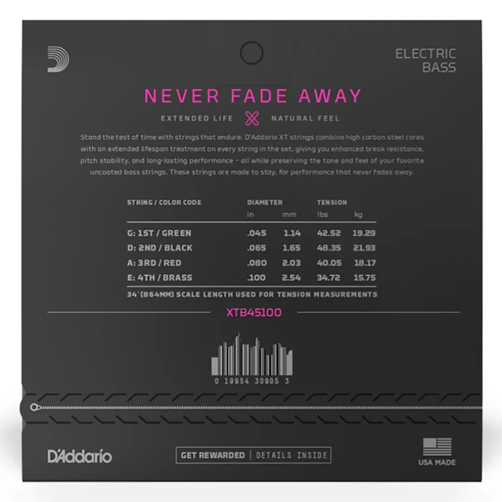 D'Addario - XTB45100 - XT Bass Nickel 45-100 Long Scale - Bass Strings