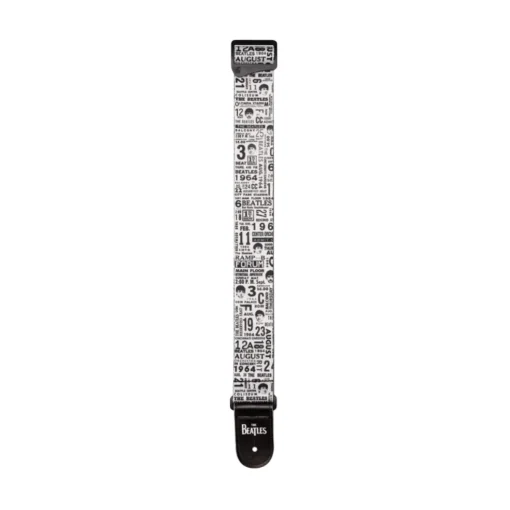 D'Addario Beatles 1964 US Tour Ticket Stubs Guitar Strap, Black and White