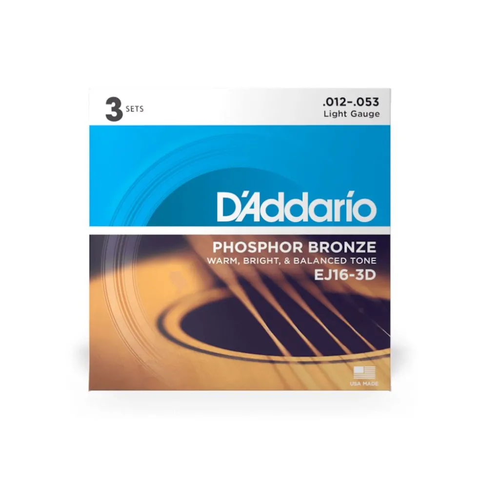 D'Addario EJ16-3D Phosphor Bronze 12-53 - 3 Pack