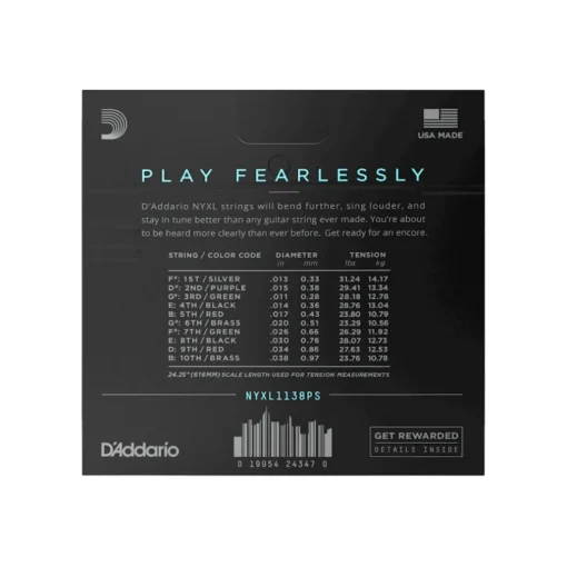 D'Addario NYXL1138PS NYXL Nickel Wound Electric Guitar Strings for E9th Pedal Steel -.011-.038 Regular Light