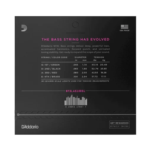 D'Addario NYXL45100SL Regular Light Super Long Scale Bass Strings