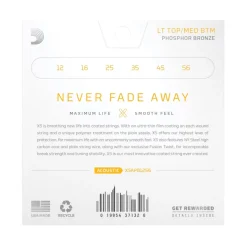 D'Addario XSAPB1256 XS Phosphor Bronze Coated Acoustic Guitar Strings - .012-.056 Light Top/Medium Bottom