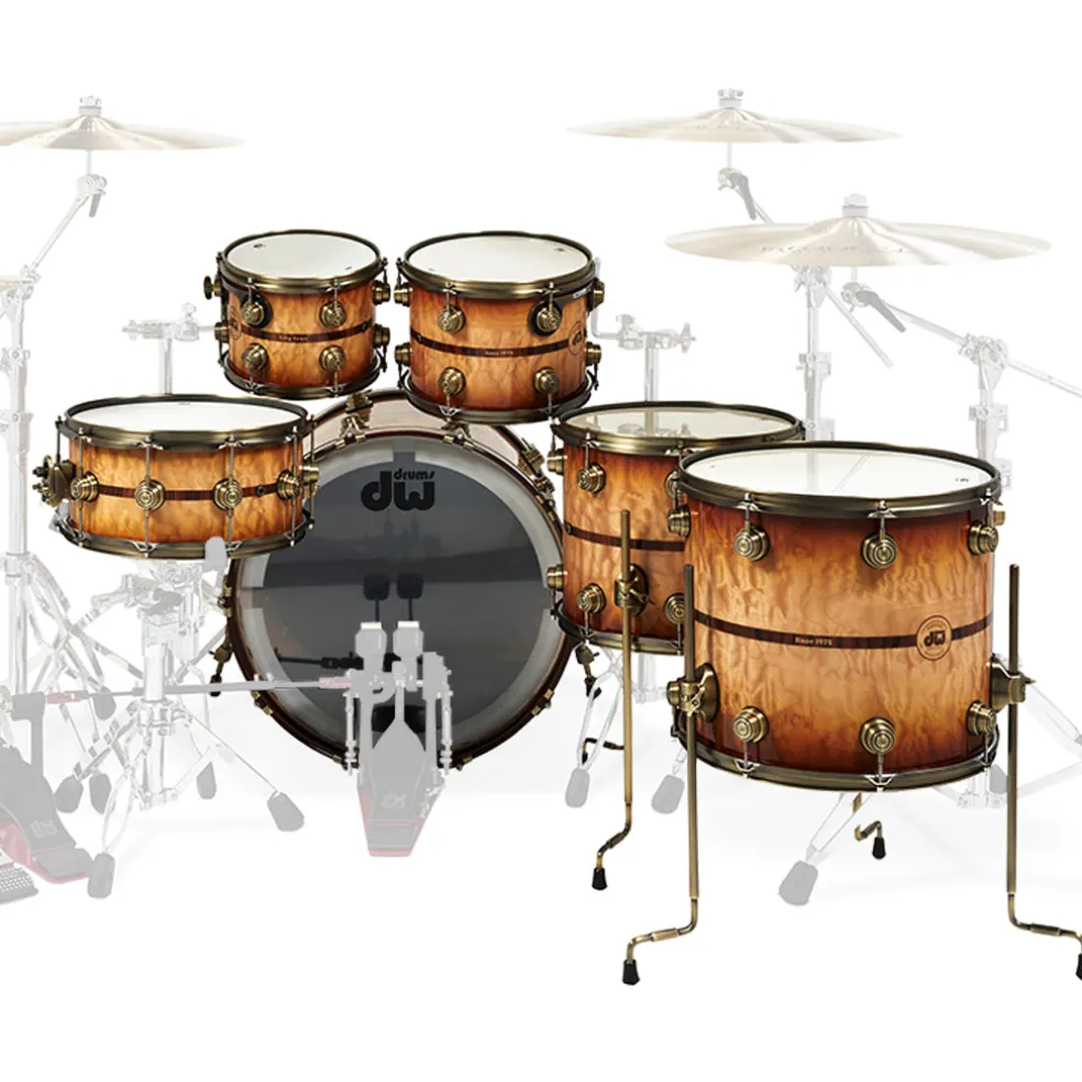 DW Collector's 50th Anniversary 6-piece Shell Pack - Burnt Toast Burst Lacquer with Antique Gold Hardware