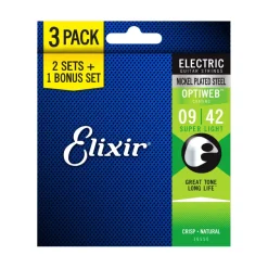 Elixir Optiweb Electric 9-42 Super Light - 3 Pack