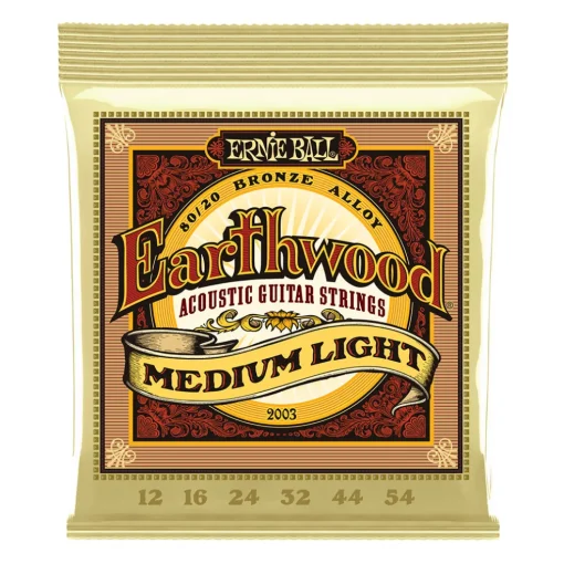 Ernie Ball Earthwood Medium Light 80/20 Bronze Acoustic Guitar String, 12-54 Gauge