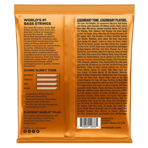 Ernie Ball Hybrid Slinky Nickel Wound Electric Bass Strings, 45-105 Gauge