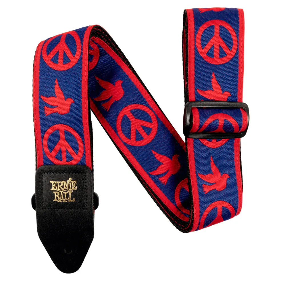 Ernie Ball Jacquard Guitar Strap - Red and Blue Peace Love Dove