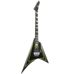 ESP Custom Shop Alexi Greeney Electric Guitar - Black w/Lime Green Pinstripe & Skull