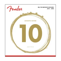 Fender - 80/20 Bronze Acoustic Strings, Ball End, 70XL .010-.048 Gauges, (6)