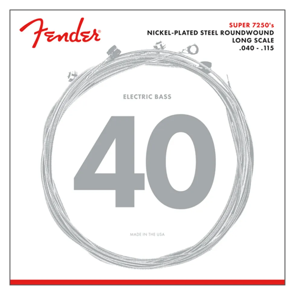 Fender 7250 Bass Strings Nickel Plated Steel Long Scale 7250 5L .040 to .115 Gauges 5
