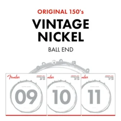 Fender - Original 150 Guitar Strings, Pure Nickel Wound, Ball End, 150L .009-.042 Gauges, (6)