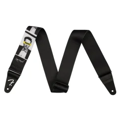 Fender Joe Strummer Know Your Rights Strap, Black/White, 2"