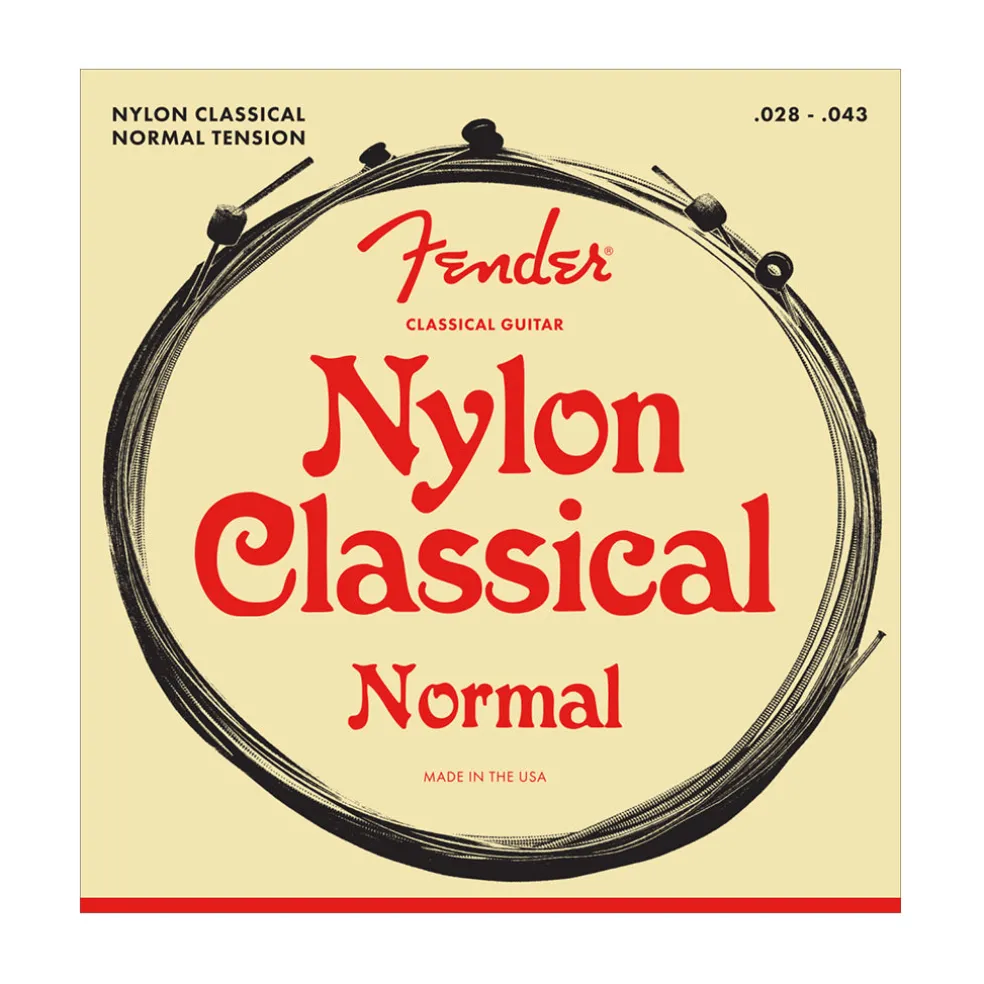 Fender Nylon Acoustic Strings, 130 Clear/Silver, Ball End, Gauges .028-.043, (6)