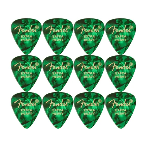 Fender Premium Celluloid 351 Shape Picks Extra Heavy Green Moto 12 Pack