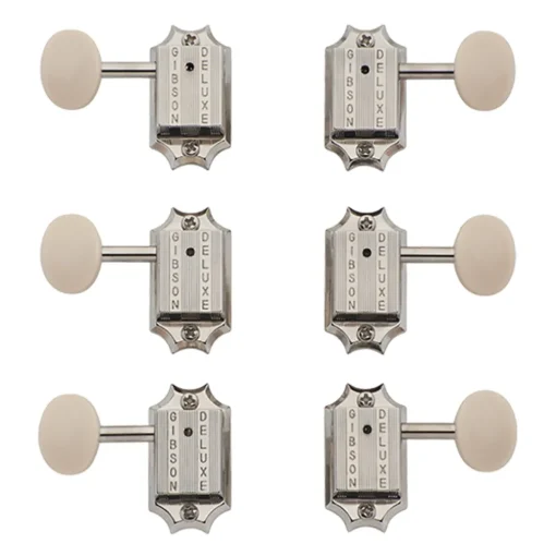 Gibson - Deluxe White Button Tuner Set - Vintage Nickel