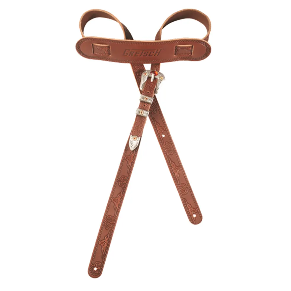 Gretsch Vintage Tooled Leather Guitar Strap in Walnut