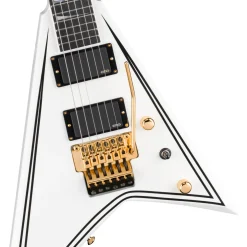 Jackson MJ Series Rhoads RR24MG, Ebony Fingerboard, White with Black Pinstripes