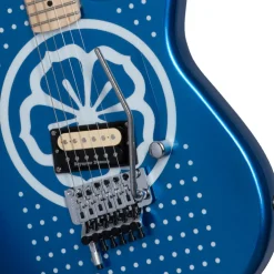 Kramer - Baretta Reverse Headstock Electric Guitar with Soft Case - White Lotus Custom Graphic White/Candy Blue