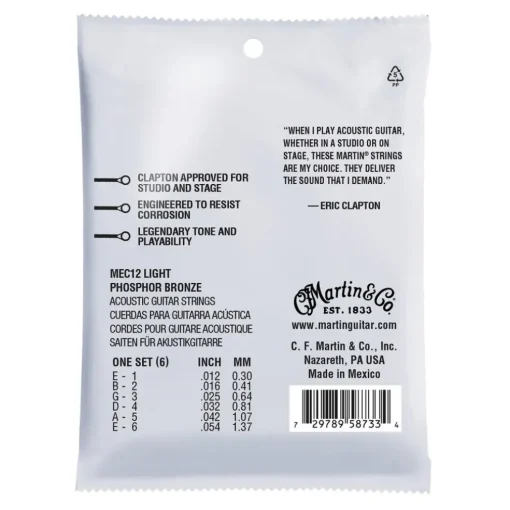 Martin Guitar MEC12 Clapton's Choice Strings 92/8 Phosphor Bronze Light