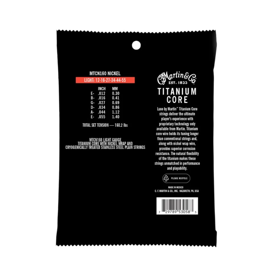Martin MTCN160 - Titanium Core Strings - Light Tension 12-55 Guitar Strings