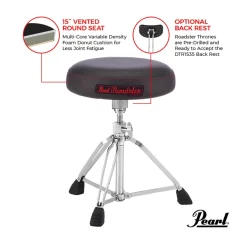 Pearl D1500 15" Vented Round White Cloth Drum Throne