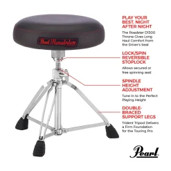 Pearl D1500 15" Vented Round White Cloth Drum Throne