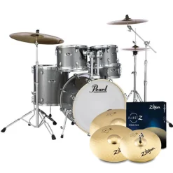 Pearl Export 20" EXX Fusion Plus Drum Kit Package with Zildjian Cymbals & Hardware - Grindstone Sparkle