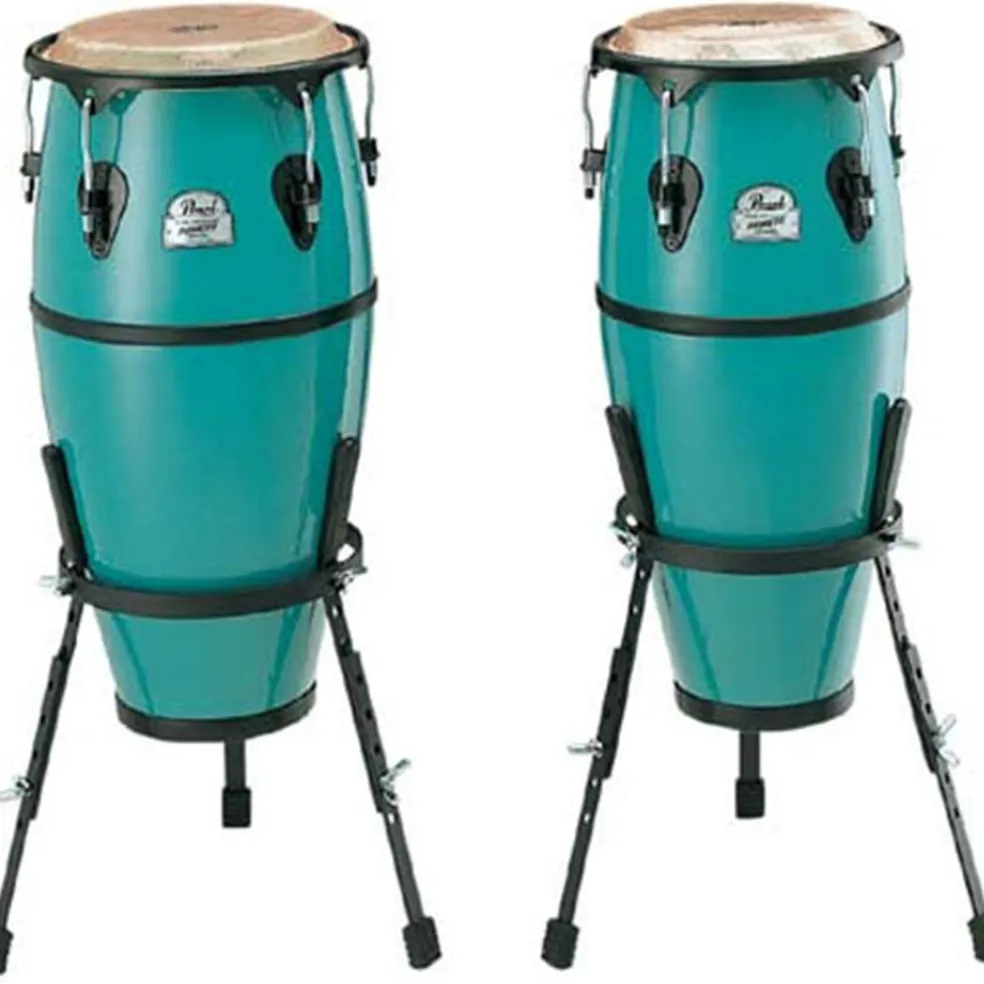 Pearl Primero Series Fiber Conga Set 10"+ 11" w/ Stands - Deco Blue