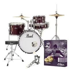 Pearl Roadshow X 18" 4-Piece Drum Kit Package with Zildjian Cymbals & Hardware - Wine Red