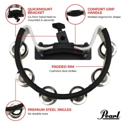 Pearl Tambourine Steel Jingles w/ Mount Holder