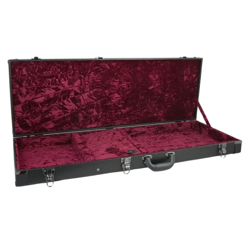 Premium Electric Guitar Hard Case, Black with Red Plush Interior