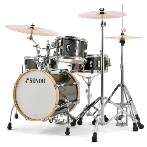 Sonor AQX Series Jungle Drum Set, Black Midnight Sparkle