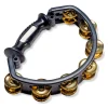 Sonor Black Tambourine With Handle - Brass Jingles