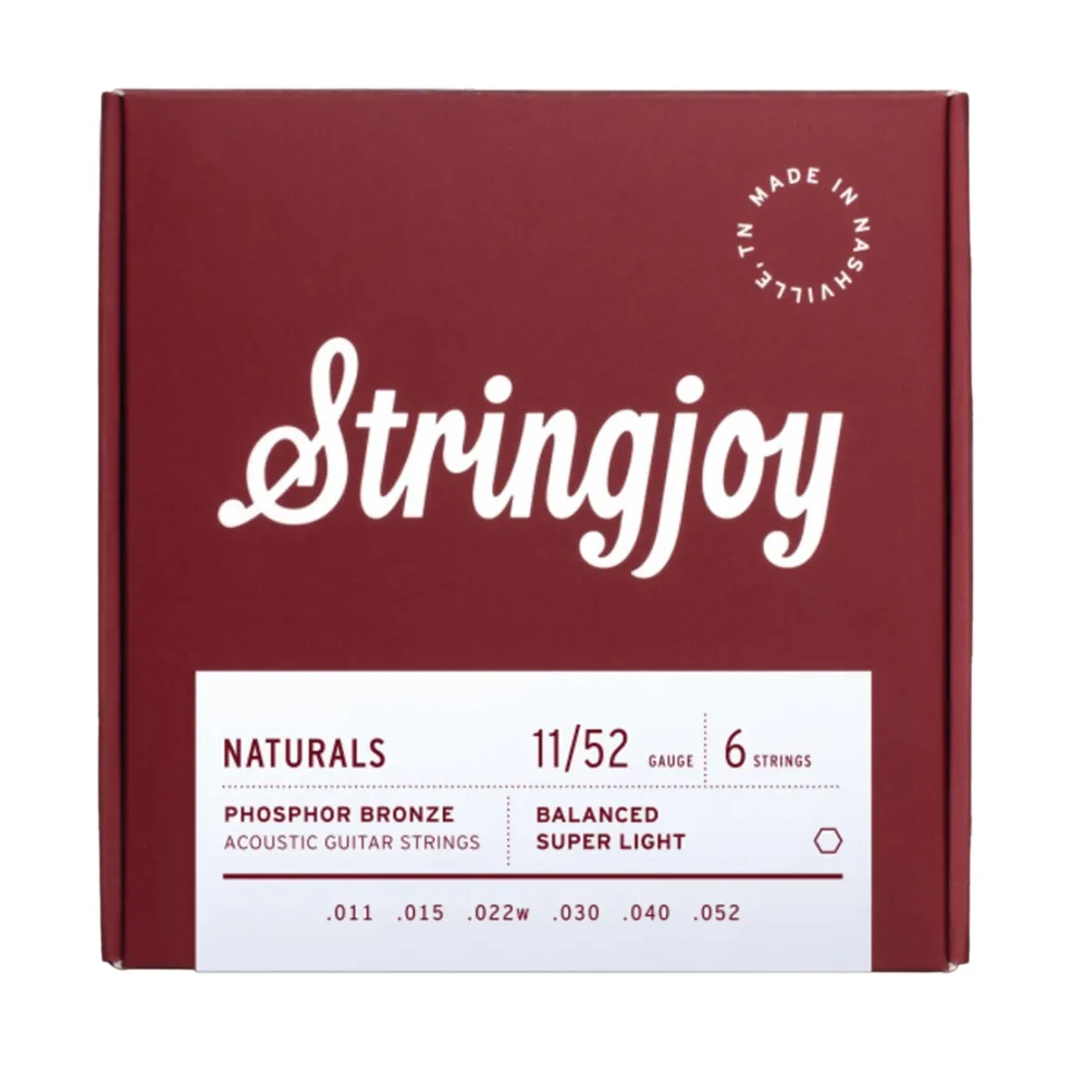Stringjoy Naturals Phosphor Bronze Acoustic Guitar Strings - Super Light Gauge (.011 - .052)