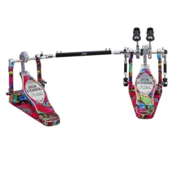 Tama 50th Anniversary Limited Iron Cobra Power Glide Twin Pedal - Marble Psychedelic Rainbow