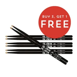 Vic Firth - Buy 3 Get 1 Free Pack - 5B Wood - Black