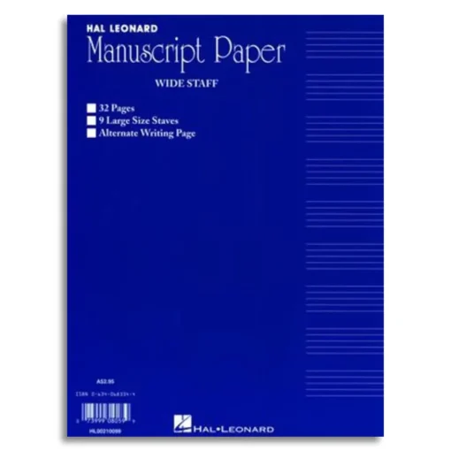 Wide Staff Manuscript 32PG Blue 9 Stave Interleaved
