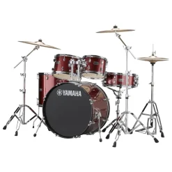 Yamaha Rydeen Euro Size 5-Piece Complete Drum Set with Hardware and Cymbals - Burgundy Glitter