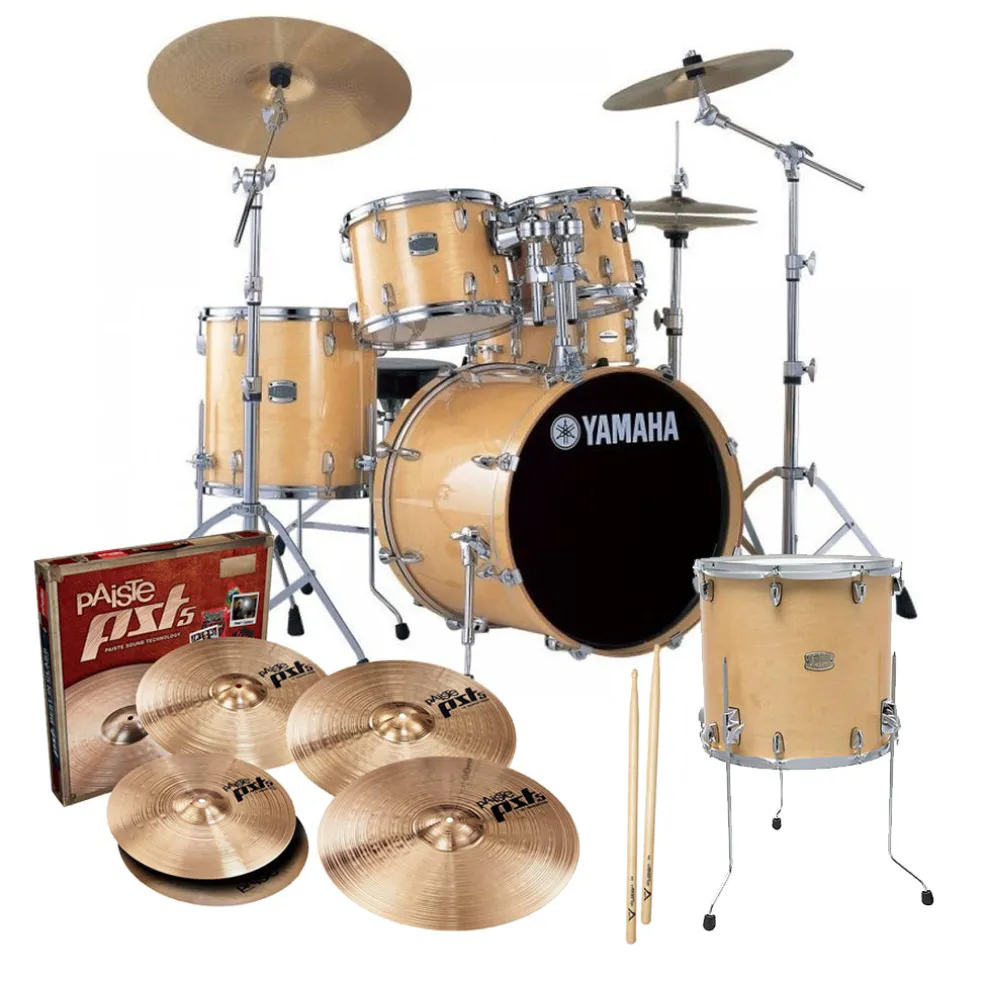 Yamaha Stage Custom Birch Euro Drum Kit Pack (Free 14" Floor Tom) with Hardware Pack & Paiste PST5 Cymbals - Natural Wood